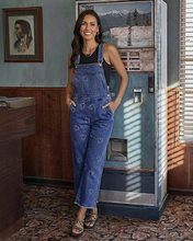 luvamia FleXclusive Denim Overalls for Women Wide Leg Capri Jean Jumpsuit Loose Fit Summer Stretchy Bib Overall Embroidered Raw Hem