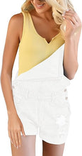 luvamia Women's Ripped Short Overalls Adjustable Denim Bib Overall Shorts Romper