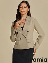 LUVAMIA Women Suit Jacket Double-Breasted Business Casual Long Sleeve Suiting Blazers