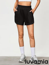 LUVAMIA Women's Brief High-Waisted Elastic-Waist Athletic Wide-Leg Shorts