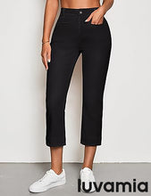 luvamia Capri Jeans for Women High Waisted Slim Straight Stretchy Denim Capris Pants Welt Pockets Casual Cropped Jeans