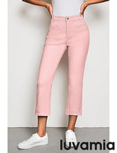 luvamia Capri Jeans for Women High Waisted Slim Straight Stretchy Denim Capris Pants Welt Pockets Casual Cropped Jeans