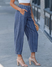luvamia FleXclusive Barrel Jeans Women Trendy Striped Cropped High Waisted Pull On Elastic Waist Wide Leg Casual Stretch Denim Pants