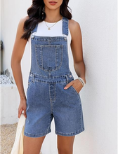 luvamia FleXclusive Denim Overalls for Women Loose Fit Baggy Jean Shorts Overall Bib Summer Casual Stretchy Adjustable Shortalls