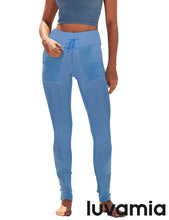 luvamia Women's High Waist Pocket Yoga Leggings Drawstring Patchwork Workout Pants