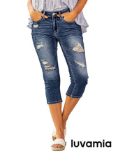 luvamia Womens Capri Jeans for Women High Waisted Skinny Ripped Jean Denim Pants