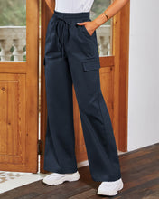 GRAPENT Womens Cargo Pants Wide Leg Baggy High Rise Pull On Elastic Waist Stretch Loose Pants with Pocket 90s Outfit Y2K