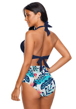 luvamia Women's Halter Self Tie Ruched High Waist Two Piece Bikini Set Swimsuits