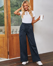 GRAPENT Womens Cargo Pants Wide Leg Baggy High Rise Pull On Elastic Waist Stretch Loose Pants with Pocket 90s Outfit Y2K