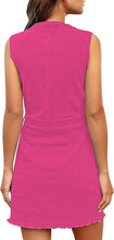 luvamia Women's Casual V Neck Sleeveless Jeans Button Down Denim Short Dress