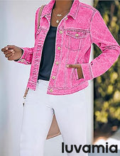 luvamia Women's Basic Button Down Stretch Fitted Long Sleeves Denim Jean Jacket