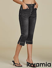 LUVAMIA Women Skinny Capri High Rise Denim Stretch Cropped Jeans