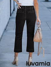 luvamia Capri Jeans for Women High Waisted Slim Straight Stretchy Denim Capris Pants Welt Pockets Casual Cropped Jeans