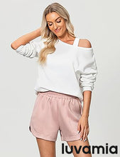 LUVAMIA Women's Brief High-Waisted Elastic-Waist Athletic Wide-Leg Shorts