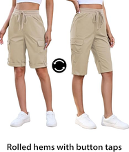 luvamia Bermuda Shorts for Women Knee Length High Rise Summer Casual Shorts Elastic Wasit Drawstring with Pockets