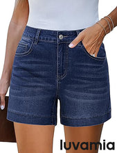 luvamia FleXclusive Jean Shorts for Women High Waisted Mid Thigh Mom Stretch Denim Shorts Casual Summer Jorts Country Concert Outfit