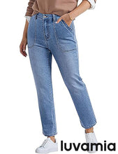 luvamia FleXclusive Women's Jeans High Waisted Straight Leg Tummy Control Stretchy Denim Pants Trendy Patch Pocket Trouser Jeans