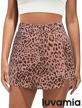 luvamia FleXclusive Skorts for Woman Leopard Cheetah Print Mini Skirt with Shorts High Waisted Trendy Cute Stretchy Side Slit Skort