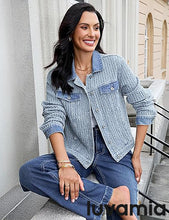 LUVAMIA Casual Western Denim Jacket Women Button Front Long Sleeve Vintage with Functional Pockets