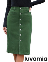 LUVAMIA Women High Waist Button Front Corduroy Midi Skirt with Pockets 2025 Fall Winter