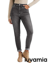 luvamia Skinny Jeans for Women Thin Fleece Lined High Waisted Front Yoke Fall Thermal Stretchy Denim Pants Warm Jeggings