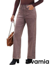 LUVAMIA Timeless High Waisted Flare Jeans Breathable Denim All Season Styling Functional Pockets