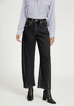 LUVAMIA Women's Barrel Style High Waist Jeans Regular Fit Slight Stretch with pocket