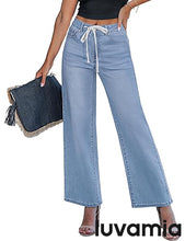 luvamia FleXclusive Wide Leg Jeans Woman High Waisted Trendy Drawstring Stretchy Denim Pants Relaxed Fit Trouser Jeans
