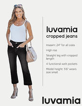 luvamia Capri Jeans for Women High Waisted Slim Straight Stretchy Denim Capris Pants Welt Pockets Casual Cropped Jeans