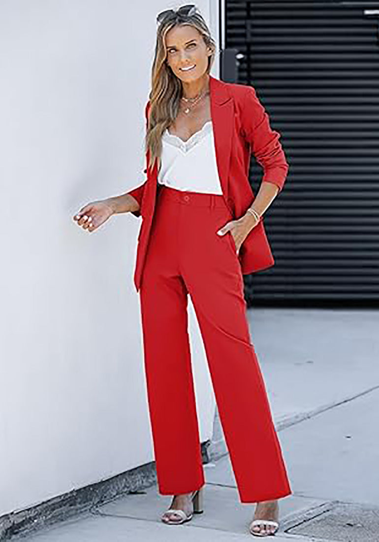 Formal Pants High Waisted Red Pants Outfit Suits For Women
