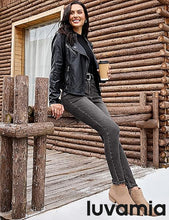 luvamia Skinny Jeans for Women Thin Fleece Lined High Waisted Front Yoke Fall Thermal Stretchy Denim Pants Warm Jeggings