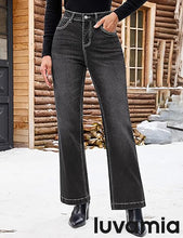 luvamia Flare Jeans for Women Thin Fleece Lined High Waisted Wide Leg Trendy Fall Stretchy Denim Pants Trouser Jeans