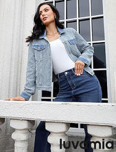 LUVAMIA Casual Western Denim Jacket Women Button Front Long Sleeve Vintage with Functional Pockets