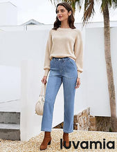 luvamia FleXclusive Women's Jeans High Waisted Straight Leg Tummy Control Stretchy Denim Pants Trendy Patch Pocket Trouser Jeans