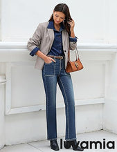 luvamia Bootcut Jeans for Women Trendy High Waisted Classic Boot Cut Stretchy Denim Pants Patch Pocket Trouser Jeans