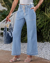 luvamia FleXclusive Wide Leg Jeans for Women Trendy High Waisted Elastic Waist Paperbag Drawstring Stretchy Denim Pants Trouser Jeans