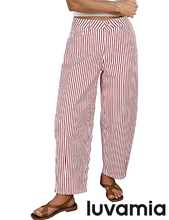 luvamia Barrel Jeans for Women Trendy Baggy Wide Leg Striped High Waisted Cropped Casual Pinstripe Stretchy Denim Pants