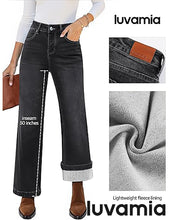 luvamia Flare Jeans for Women Thin Fleece Lined High Waisted Wide Leg Trendy Fall Stretchy Denim Pants Trouser Jeans