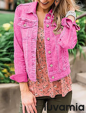 luvamia Women's Basic Button Down Stretch Fitted Long Sleeves Denim Jean Jacket
