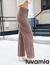 LUVAMIA Timeless High Waisted Flare Jeans Breathable Denim All Season Styling Functional Pockets