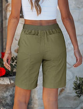 luvamia Bermuda Shorts for Women Trendy High Waist Knee Length Chino Long Shorts Drawstring Summer Casual Short 9"