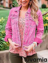 luvamia Women's Basic Button Down Stretch Fitted Long Sleeves Denim Jean Jacket