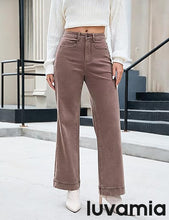 LUVAMIA Timeless High Waisted Flare Jeans Breathable Denim All Season Styling Functional Pockets