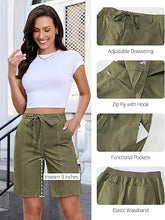 luvamia Bermuda Shorts for Women Trendy High Waist Knee Length Chino Long Shorts Drawstring Summer Casual Short 9"