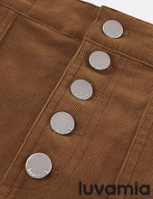 luvamia Corduroy Skirts for Women Midi Length High Waisted Button Fly Fall Casual Elastic Waist Long Skirt with Slit