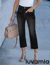 luvamia Capri Jeans for Women High Waisted Slim Straight Stretchy Denim Capris Pants Welt Pockets Casual Cropped Jeans