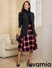 LUVAMIA High Waist A Line Maxi Skirt Women Plaid with Pockets Long Vintage Style Fall Winter