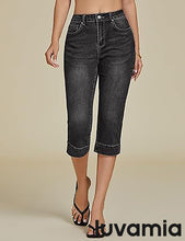 LUVAMIA Women Skinny Capri High Rise Denim Stretch Cropped Jeans