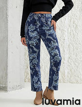 luvamia Straight Leg Jeans for Women Floral Printed High Waisted Trendy Cute Vintage Stretchy Denim Pants Boho Jeans