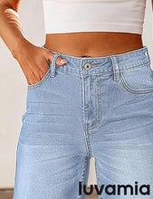 LUVAMIA Denim Bermuda Shorts for Women High Waisted  Stretchy  Straight Leg Jeans